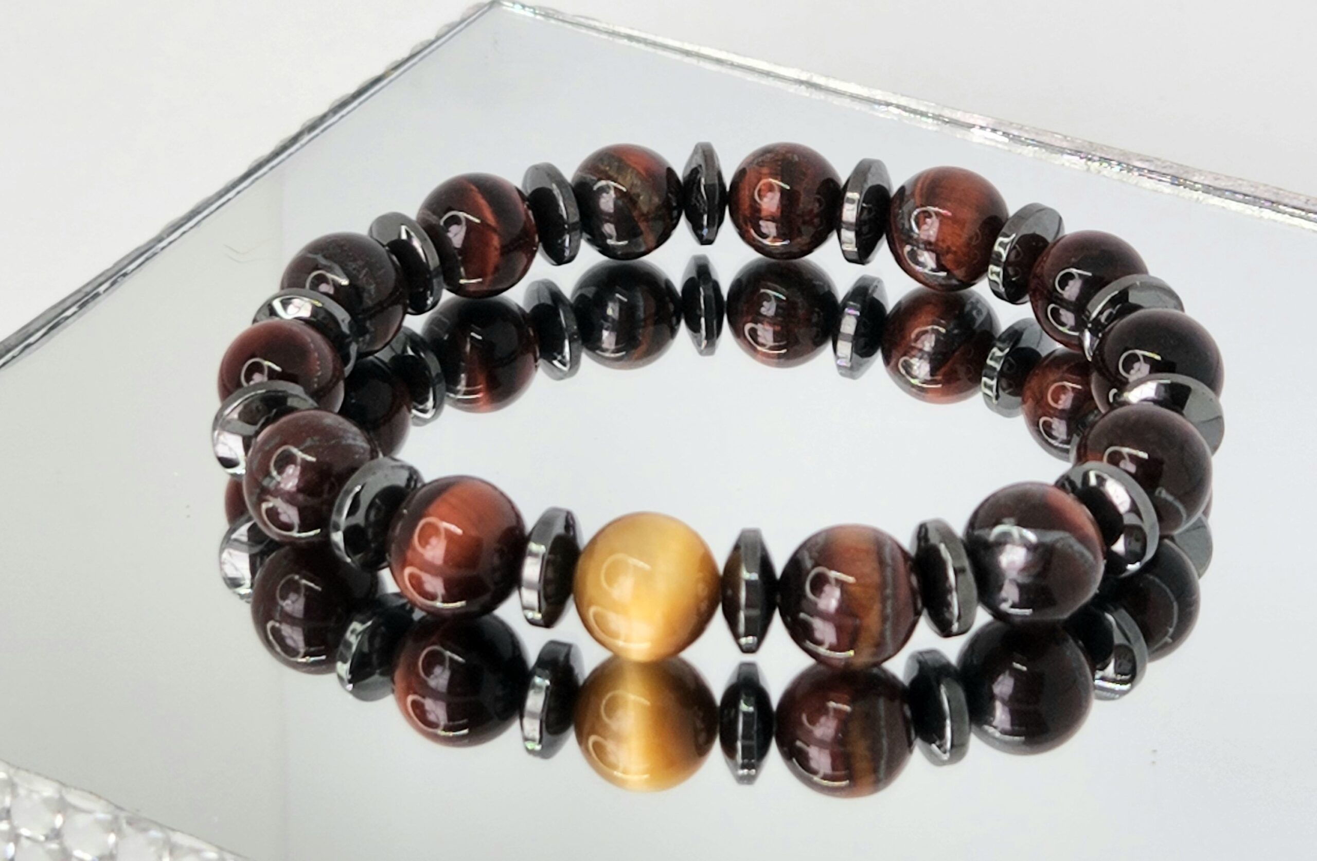 Red Garnet with one Tiger eye Bracelet with Stainless Steel Spacer – Exotic  Stones